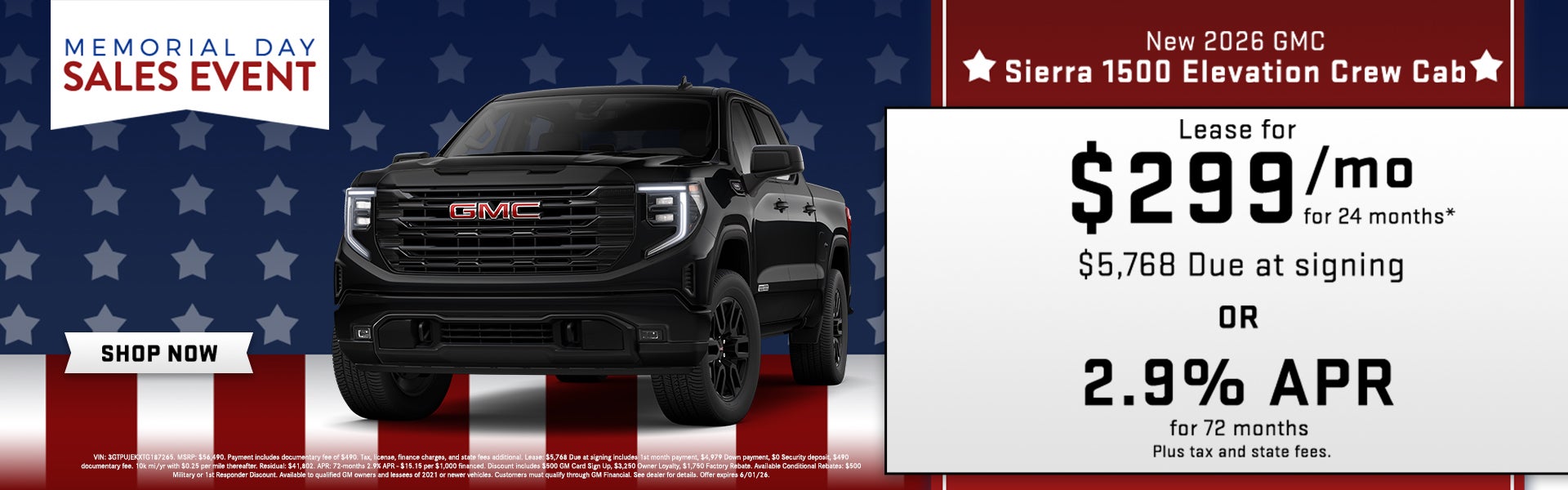 Lease a New 2026 Sierra 1500!
