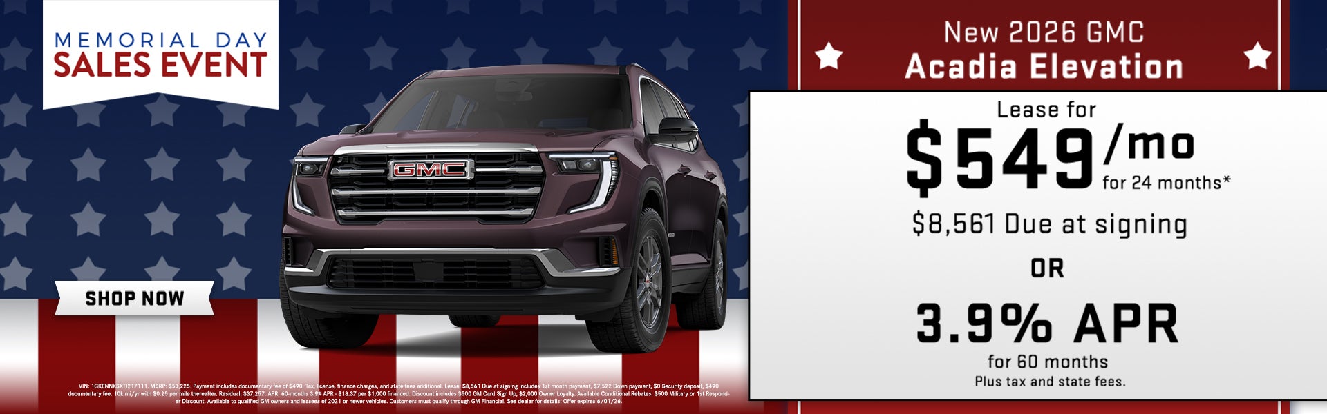 Lease a New 2026 Acadia!