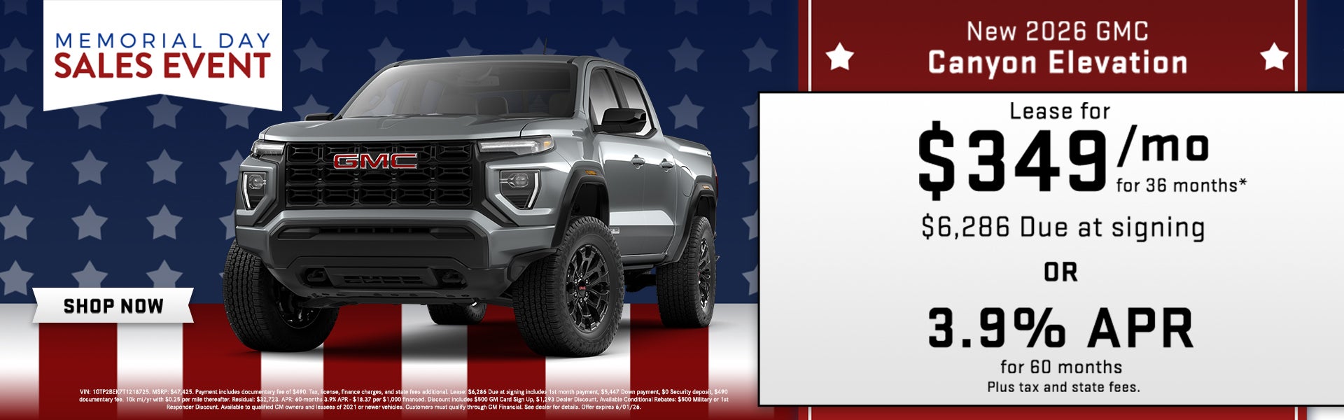 Lease a New 2026 Canyon!