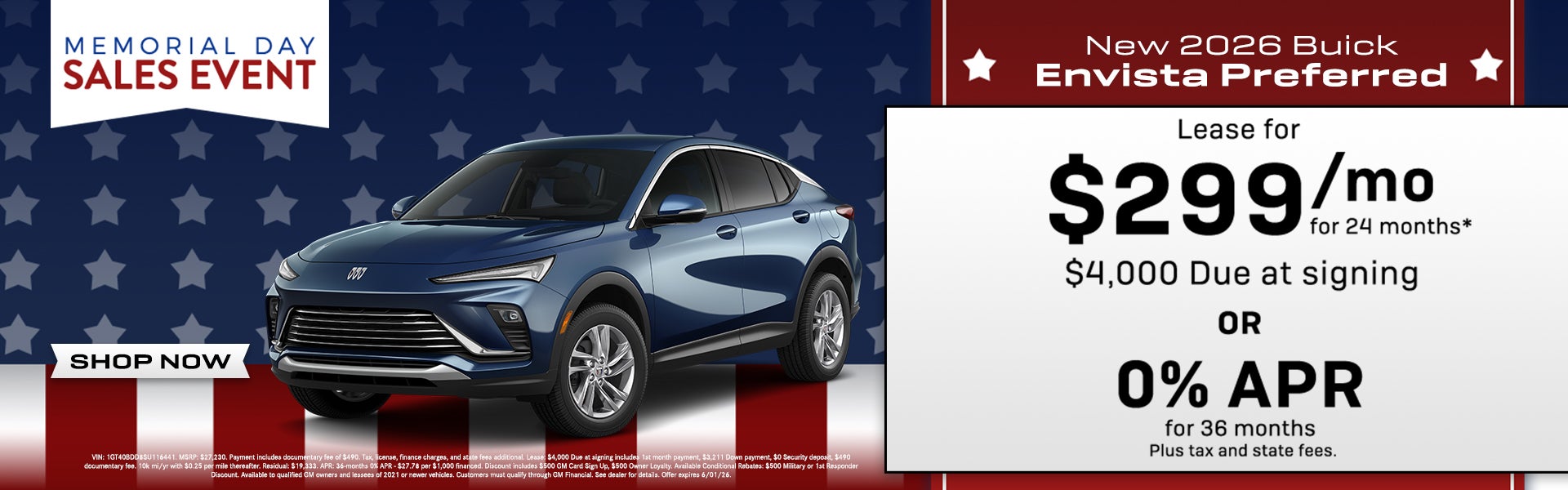 Lease a New 2026 Envista!